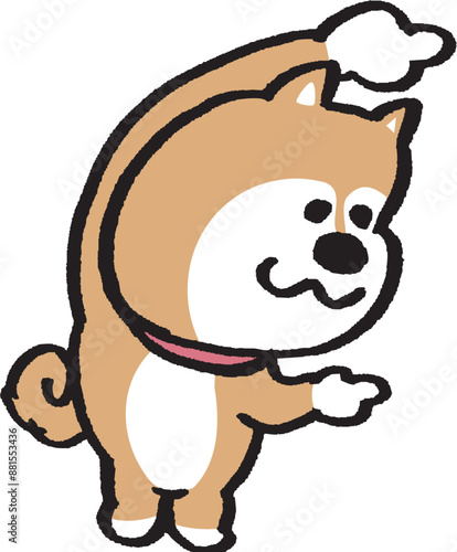 二頭身でシンプルでかわいい柴犬のキャラ素材