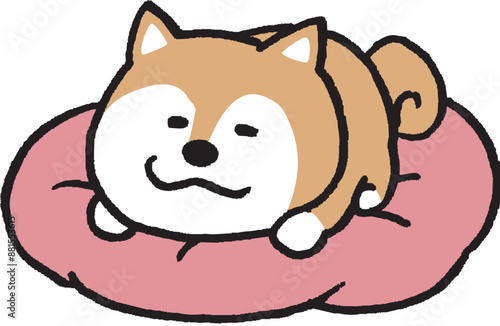 二頭身でシンプルでかわいい柴犬のキャラ素材