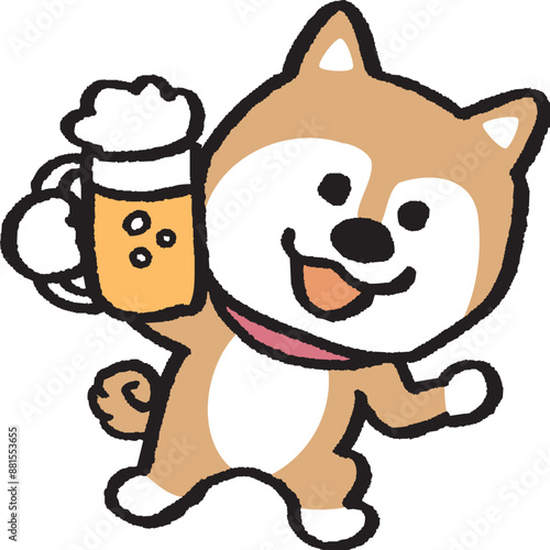 二頭身でシンプルでかわいい柴犬のキャラ素材