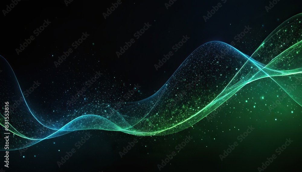 green and blue wave and light abstract background with shining dots green and blue wave and light abstract background with shining dots