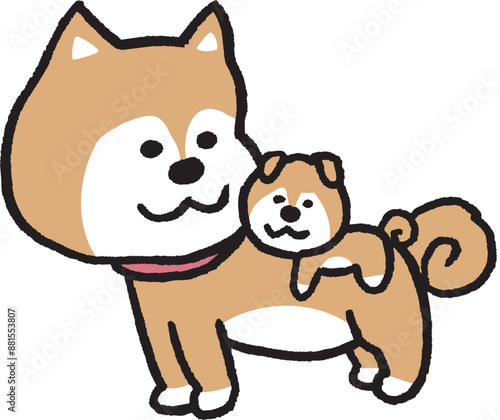 二頭身でシンプルでかわいい柴犬のキャラ素材