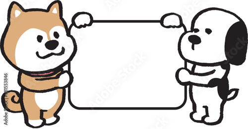 二頭身でシンプルでかわいい柴犬のキャラ素材