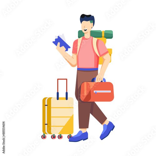 Onboarding passenger flat character illustration 


