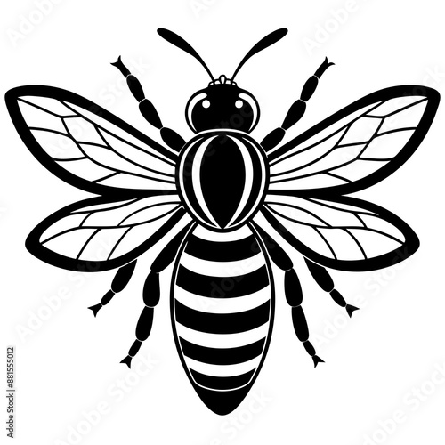 a cute bee vector silhouette illustration