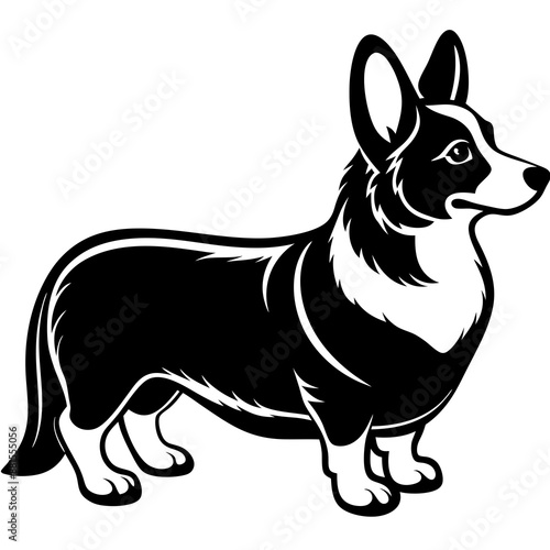 black corgi dog vector silhouette illustration