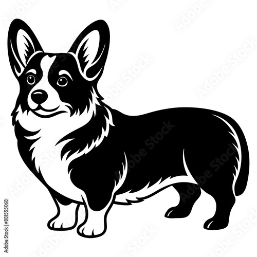black corgi dog  vector silhouette illustration