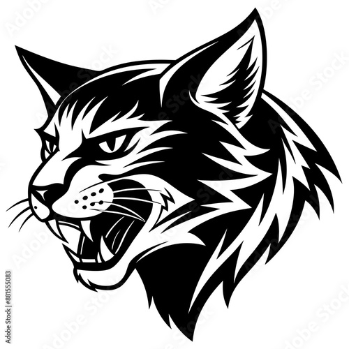 bobcat angry head side view vector silhouette