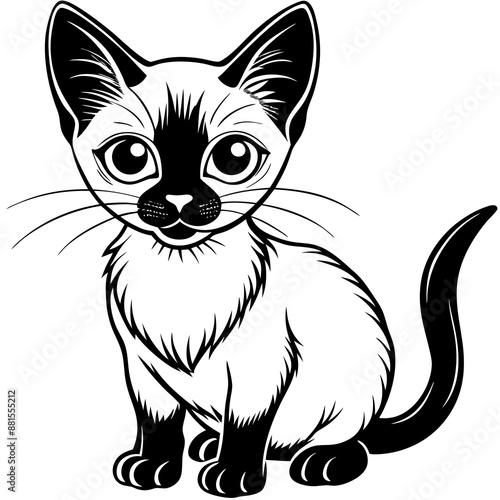 Siamese kitten vector silhouette illustration