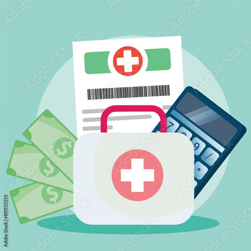 health insurance service with medical kit