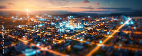 Futuristic urban planning with smart grids and renewable energy solutions, showcasing sustainable city development and green infrastructure initiatives, offering clear copy space for text