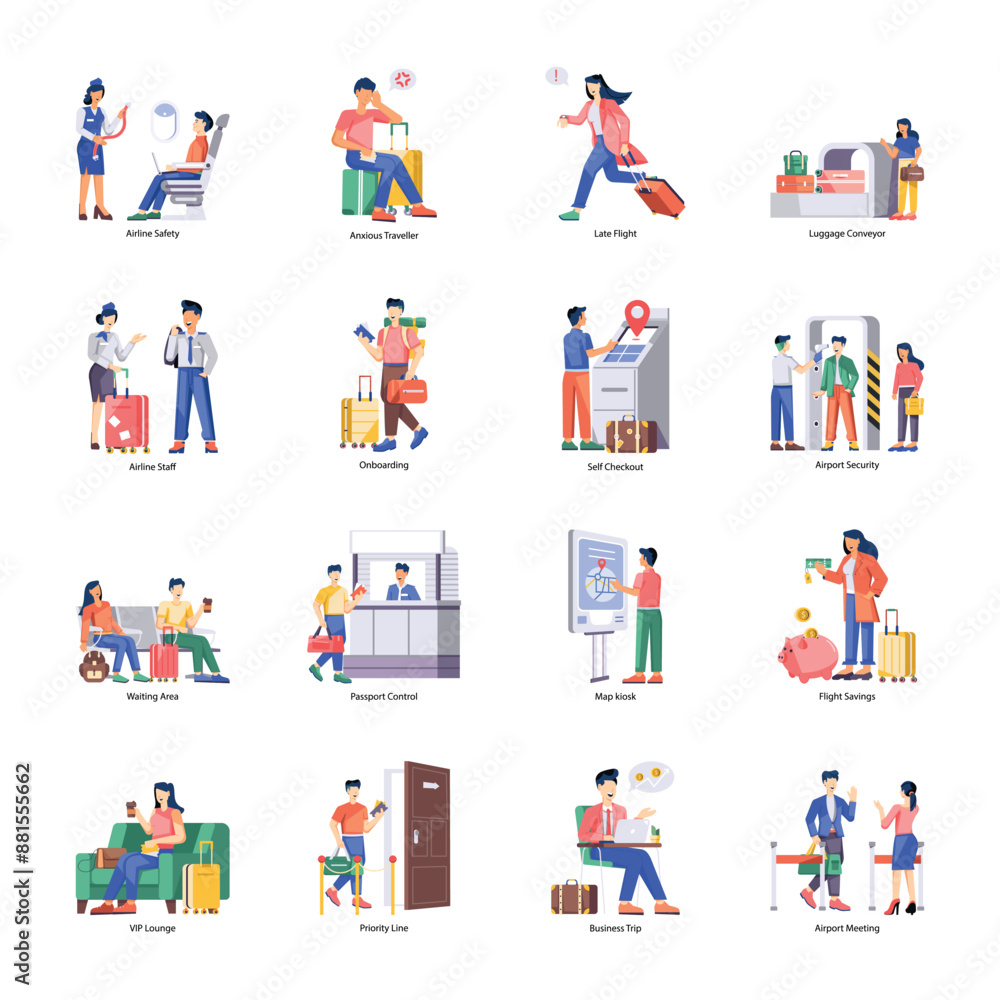 WebCollection of Airline Passengers Flat Illustrations WebCollection of Airline Passengers Flat Illustrations