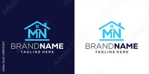 Creative MN Letter House Logo Design, MN Letter Logo for Real Estate, Construction, Design Inspiration, Illustration, Vector