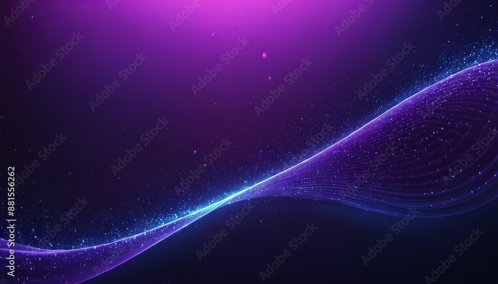 Obraz premium Digital purple blue particles wave and light abstract background with shining dots and stars. abstract wallpaper art. backdrop concept 152
