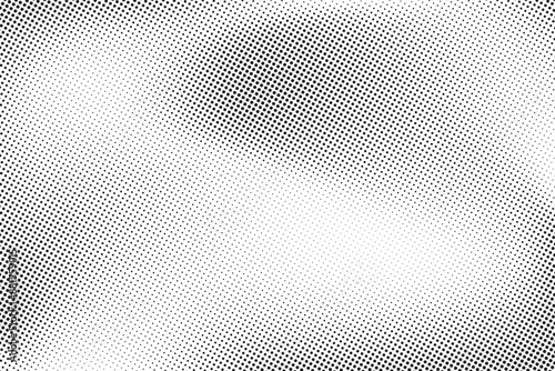 Radial halftone spotted gradient background. Dotted stains concentric texture with fading effect. Black and white circle shade wallpaper. Grunge rough vector. Monochrome geometric backdrop.
