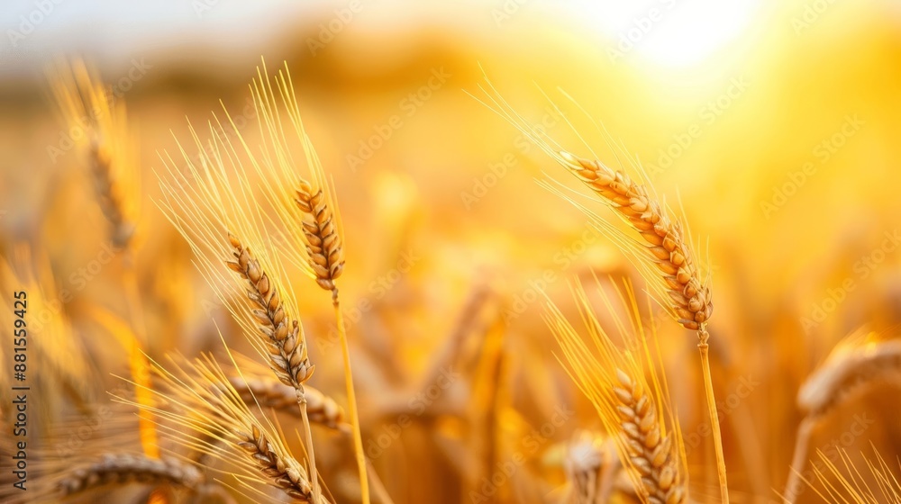 Golden wheat field at sunset, warm light Golden wheat field at sunset, warm light