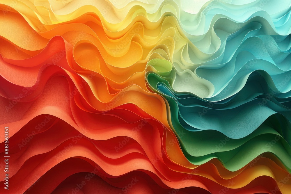 Mountain Peaks of Color: Abstract Background with Red, Green, and Yellow Gradient Lines