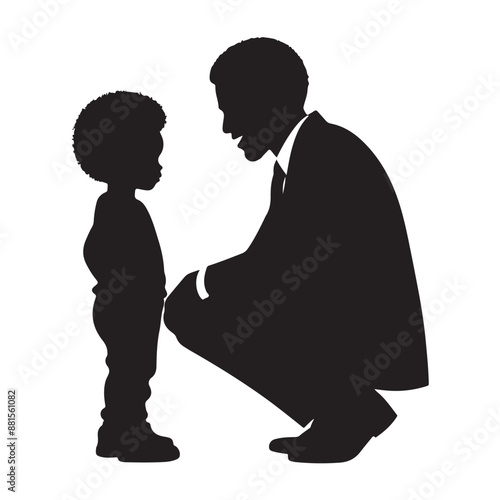 father and son silhouette vector