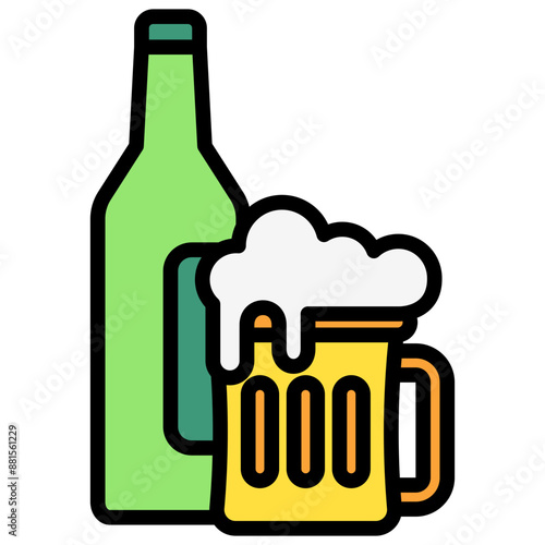Beer Bottle lineal multi color icon, related to oktoberfest, German traditional theme. use for UI or UX kit, app and web development.