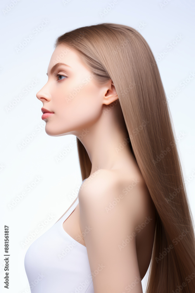 Fototapeta premium beautiful woman with long straight hair