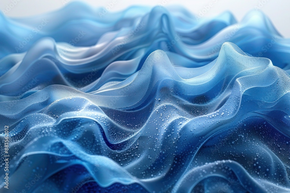 Obraz premium Blue Wave Abstraction - Mesmerizing Background with Fluid Wavy Lines