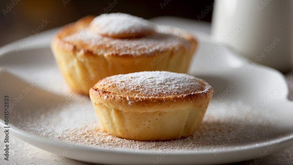 Sugar Dusting Film a slow-motion shot of powdered sugar being sprinkled over a freshly baked Pastel de Nata Sugar Dusting Film a slow-motion shot of powdered sugar being sprinkled over a freshly baked Pastel de Nata