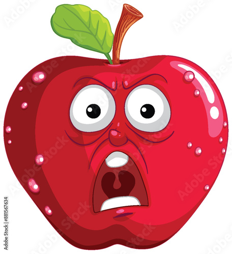 Red apple with an angry facial expression
