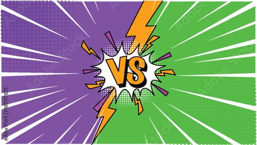 Colorful comic-style versus battle graphic