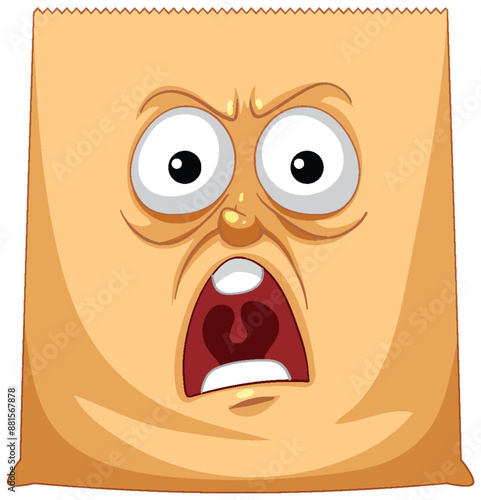 A paper bag with a shocked expression