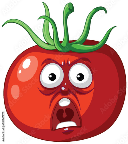 A tomato with an angry expression