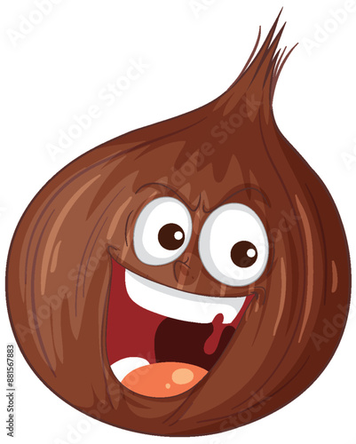 Smiling chestnut with expressive eyes and mouth