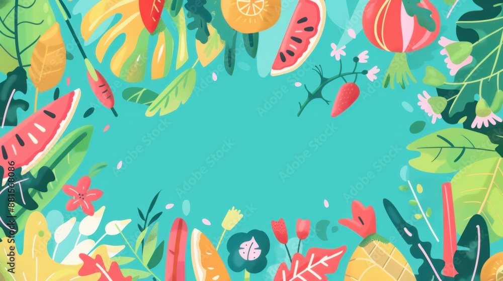 Thank you card, vibrant summer theme, flat design illustration Thank you card, vibrant summer theme, flat design illustration