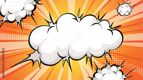 Dynamic comic clouds with vibrant background
