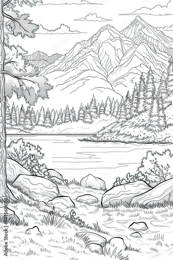 Obraz premium landscape with mountains and trees