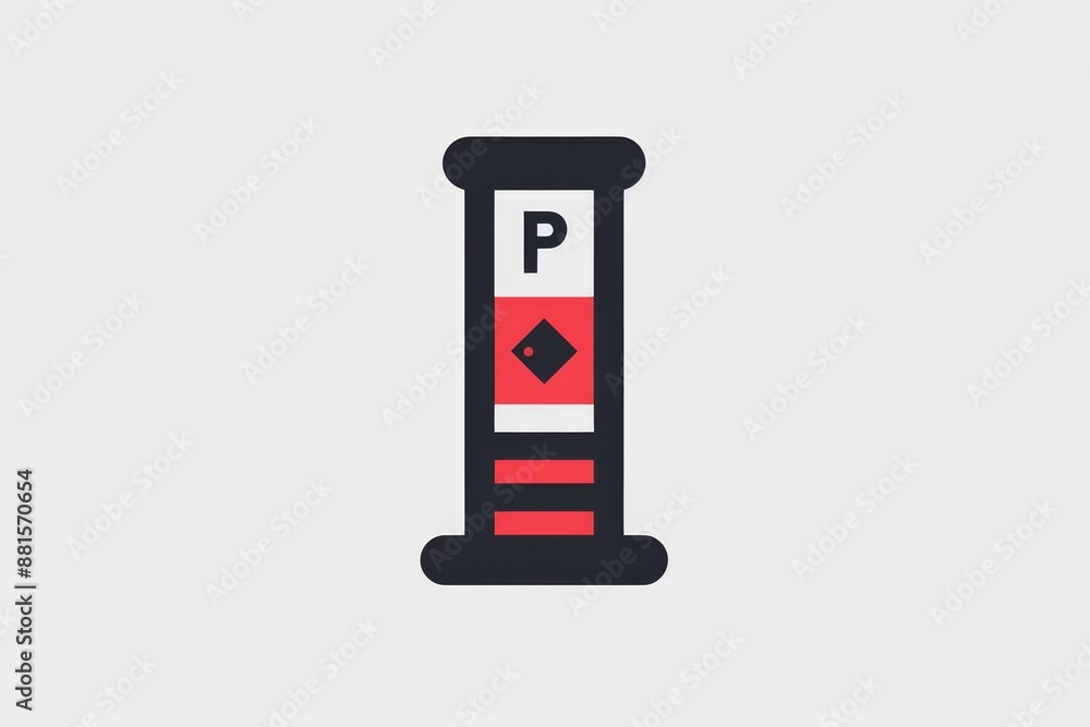Minimalist icon of a parking meter on a white isolated background 