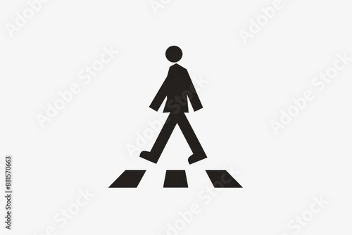 Minimalist icon of a pedestrian crossing sign on a white isolated background.