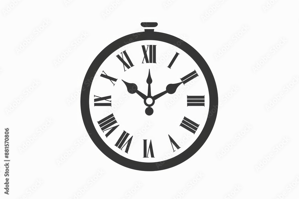 Minimalist icon of a street clock on a white isolated background Minimalist icon of a street clock on a white isolated background