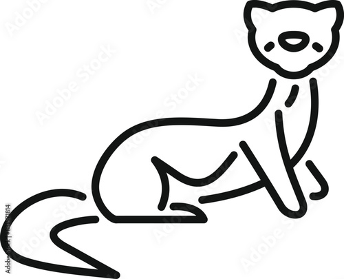 Simple line icon of a sable or a funny ferret sitting and looking forward