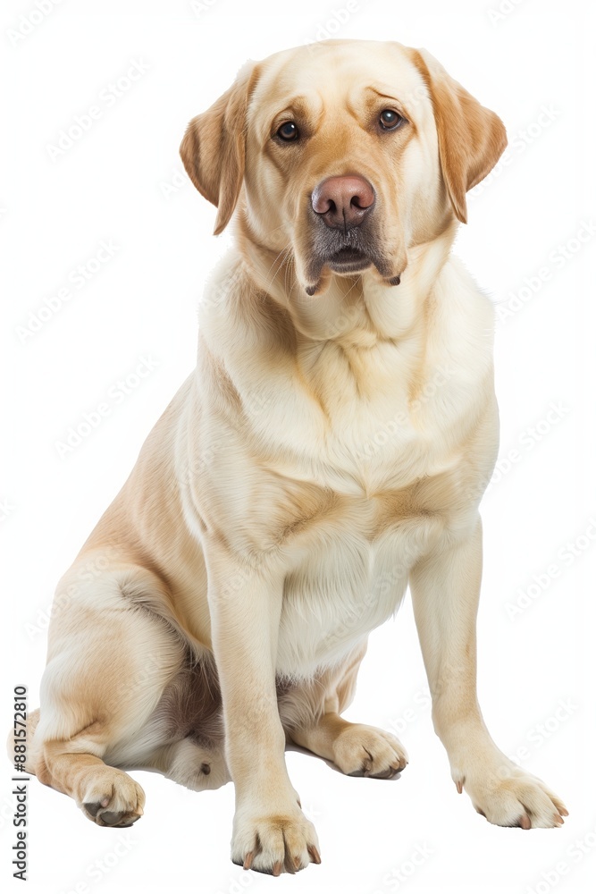 A close-up headshot of a Labrador Retriever on a white background, showcasing its expressive eyes, dog, fluffy fur, friendly, cute, mans best friend A close-up headshot of a Labrador Retriever on a white background, showcasing its expressive eyes, dog, fluffy fur, friendly, cute, mans best friend