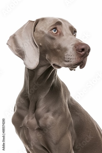 Wallpaper Mural A close-up headshot of a Weimaraner on a white background, showcasing its expressive eyes, dog, fluffy fur, friendly, cute, mans best friend Torontodigital.ca