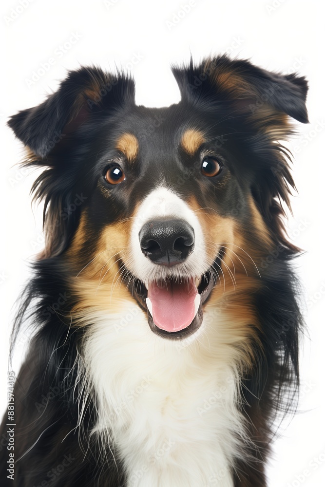 A close-up headshot of a Collie on a white background, showcasing its expressive eyes, dog, fluffy fur, friendly, cute, mans best friend A close-up headshot of a Collie on a white background, showcasing its expressive eyes, dog, fluffy fur, friendly, cute, mans best friend