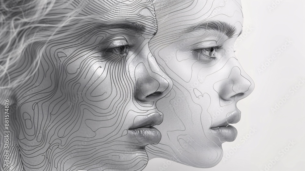 person face line art background. person face line art background.