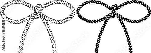shoelace knot or bow Knot rope icon set