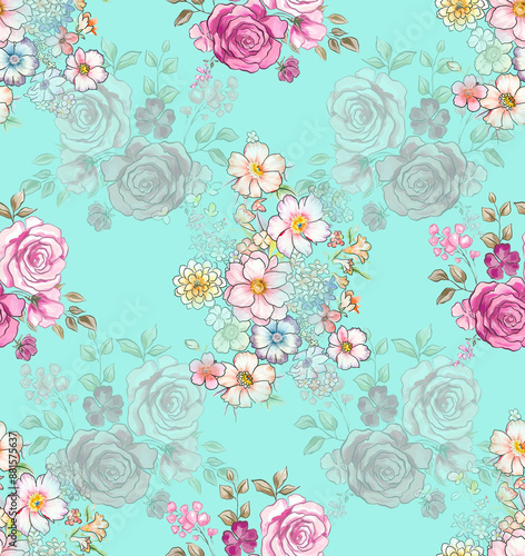 Digital Textile Pattern, Allover Pattern, Floral Pattern, Shirt Design, Kids Dress, 