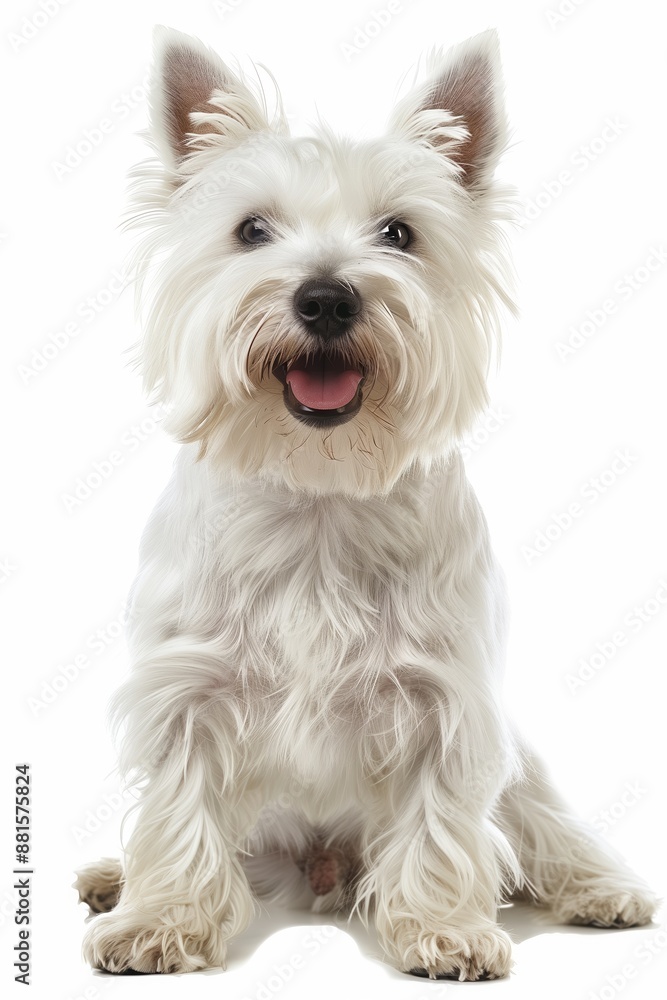 A close-up headshot of a West Highland_White_Terrier on a white background, showcasing its expressive eyes, dog, fluffy fur, friendly, cute, mans best friend A close-up headshot of a West Highland_White_Terrier on a white background, showcasing its expressive eyes, dog, fluffy fur, friendly, cute, mans best friend