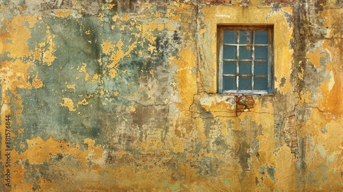 Aged Wall Featuring Windows for Backgrounds or Textures photo