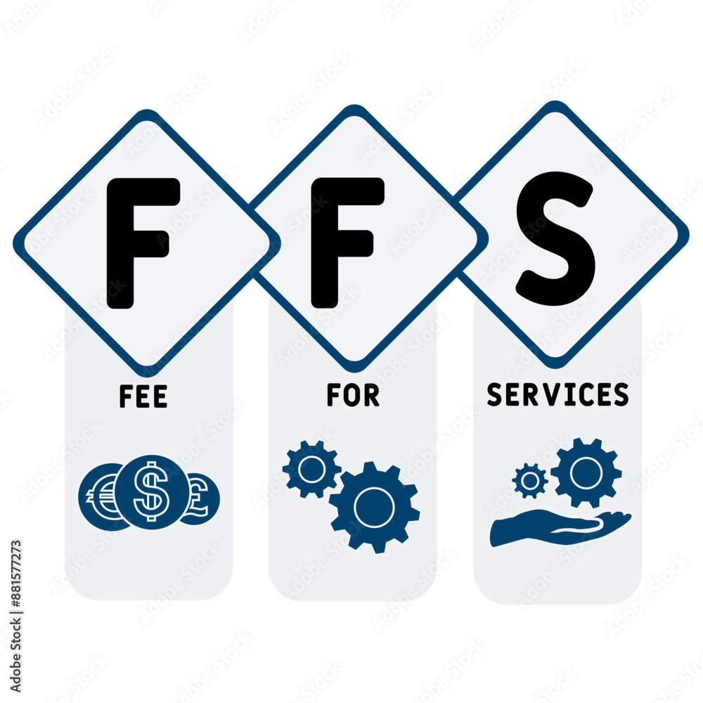 FFS - fee for services acronym. business concept background. vector illustration concept with keywords and icons. lettering illustration with icons for web banner, flyer, landing FFS - fee for services acronym. business concept background. vector illustration concept with keywords and icons. lettering illustration with icons for web banner, flyer, landing
