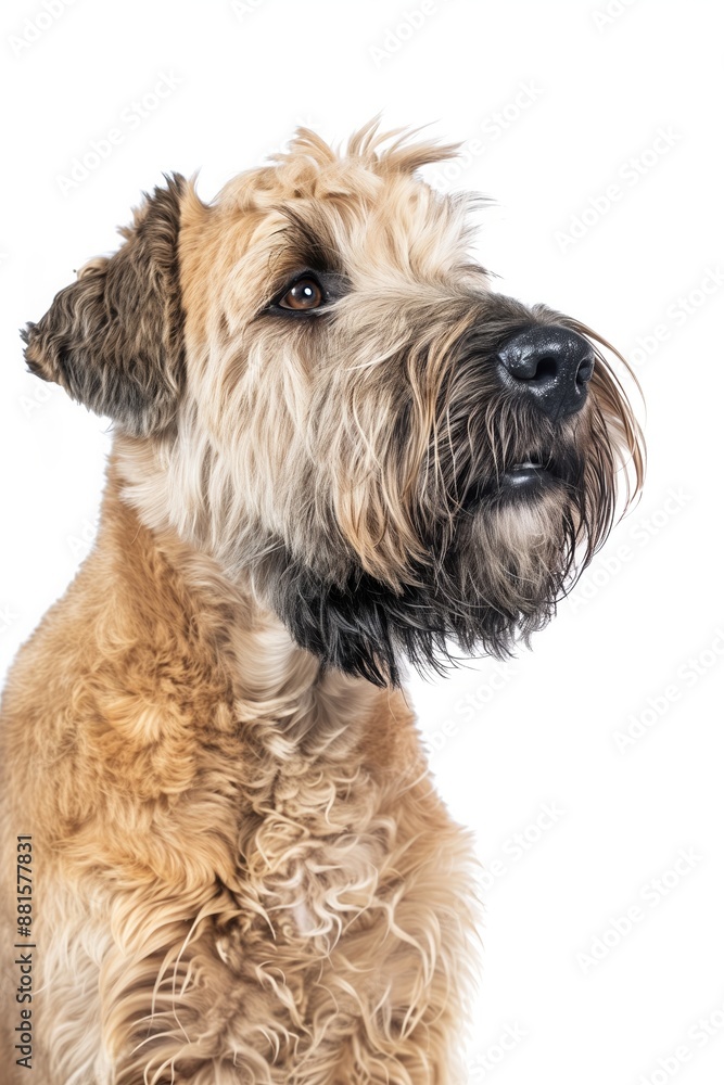 A close-up headshot of a Soft Coated_Wheaten_Terrier on a white background, showcasing its expressive eyes, dog, fluffy fur, friendly, cute, mans best friend A close-up headshot of a Soft Coated_Wheaten_Terrier on a white background, showcasing its expressive eyes, dog, fluffy fur, friendly, cute, mans best friend
