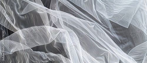 Wallpaper Mural Panoramic close-up, high detail scan of tulle fabric texture, Generative AI Torontodigital.ca