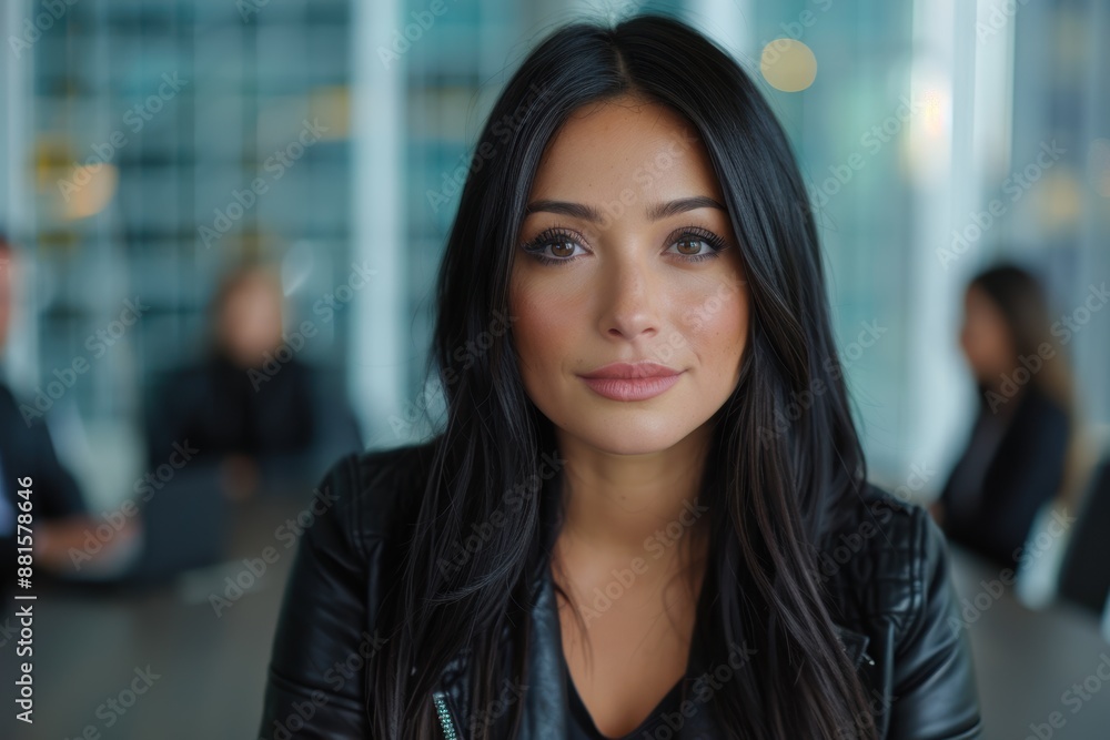 custom made wallpaper toronto digitalConfident young woman with dark hair in a black jacket