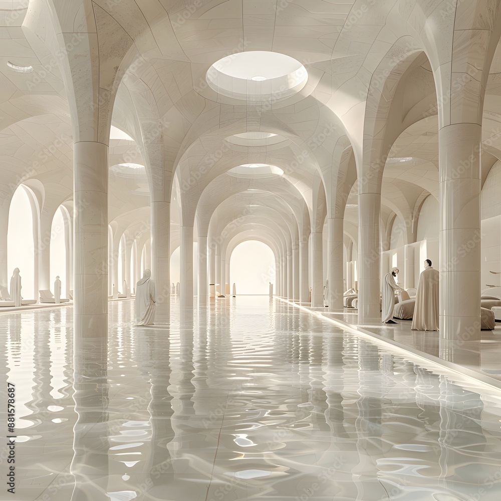 A Minimalist White Palace with a Pool A Minimalist White Palace with a Pool